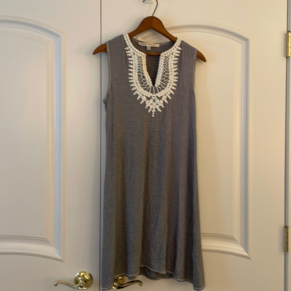 Max studio striped dress with embroidery detail